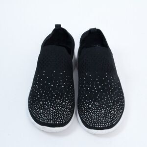 KELLY & KATIE Valdina Black Rhinestone Slip On Sneakers Womens Size 8M Walking